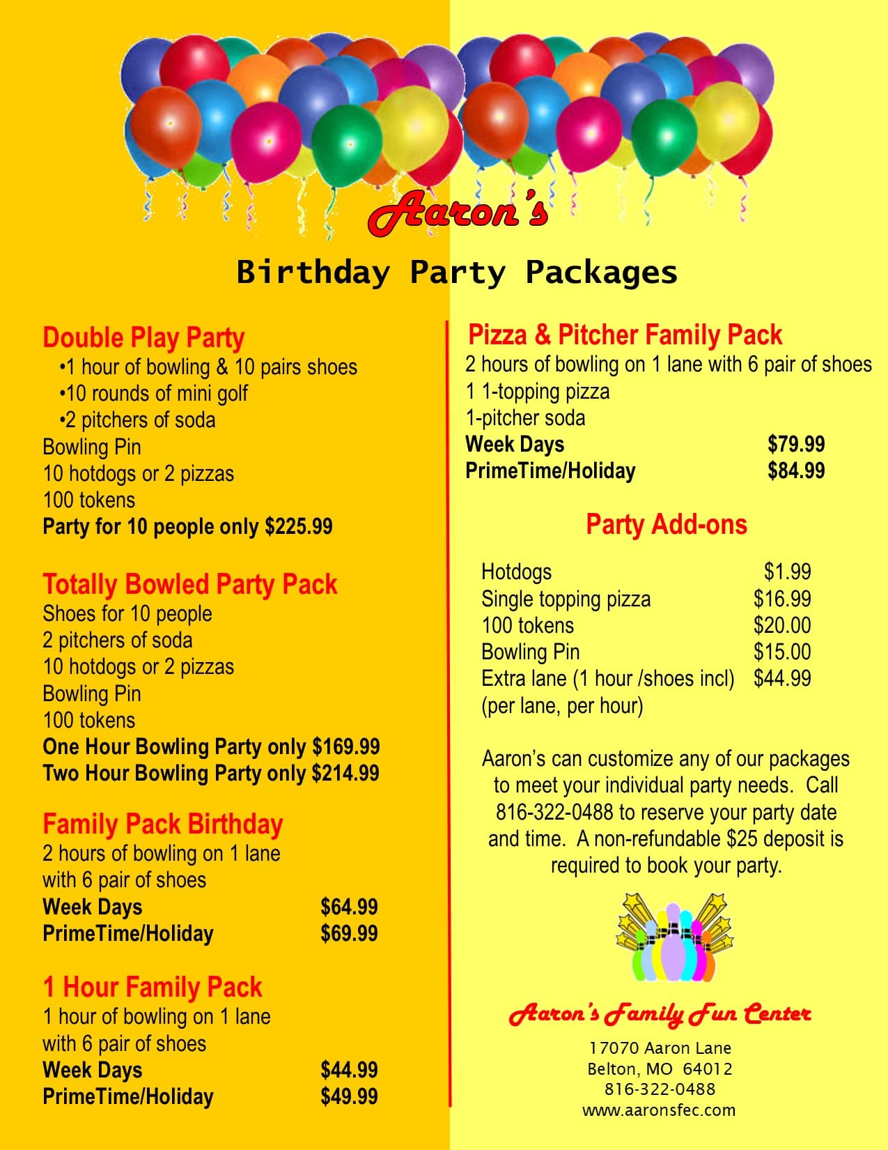 Cost-effective party packages